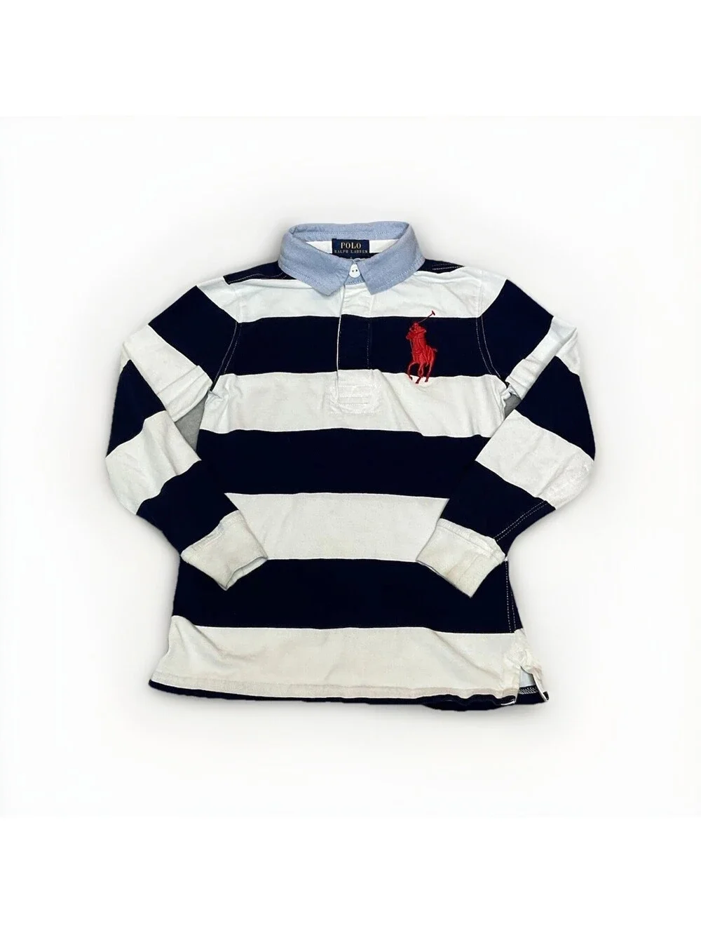 POLO Ralph Lauren Boys Size 6 Striped Shirt / Rugby large Pony Long Sleeve